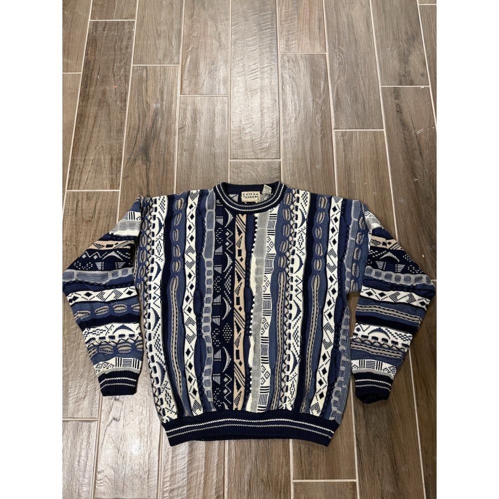 VTG Coogi 3D Knit Style Sweater Men's M Multicolor Pullover Cotton Traders